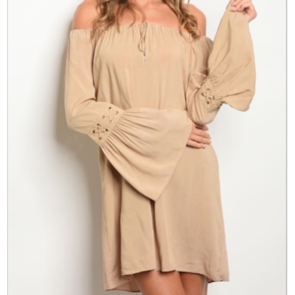 Vava by Joy Han Dresses & Skirts - Taupe Bell Sleeve Dress